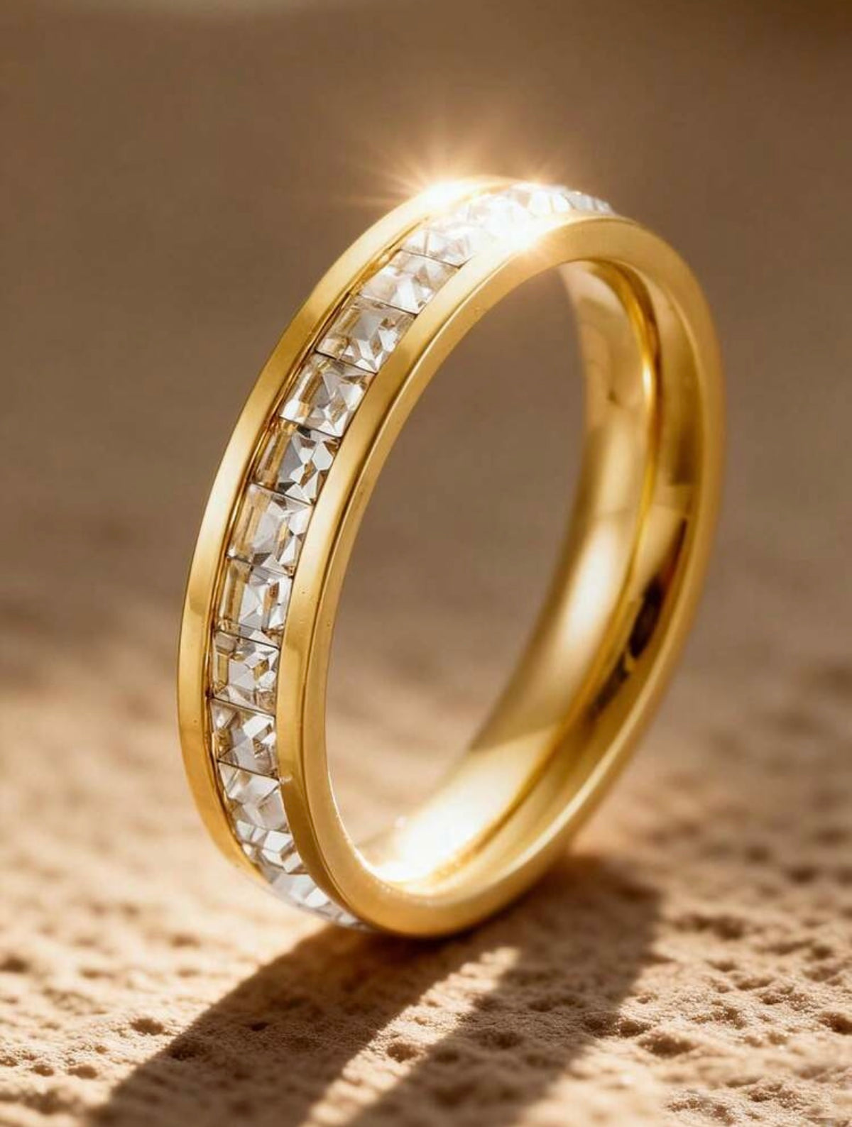 Golden Crystal Eternity Ring