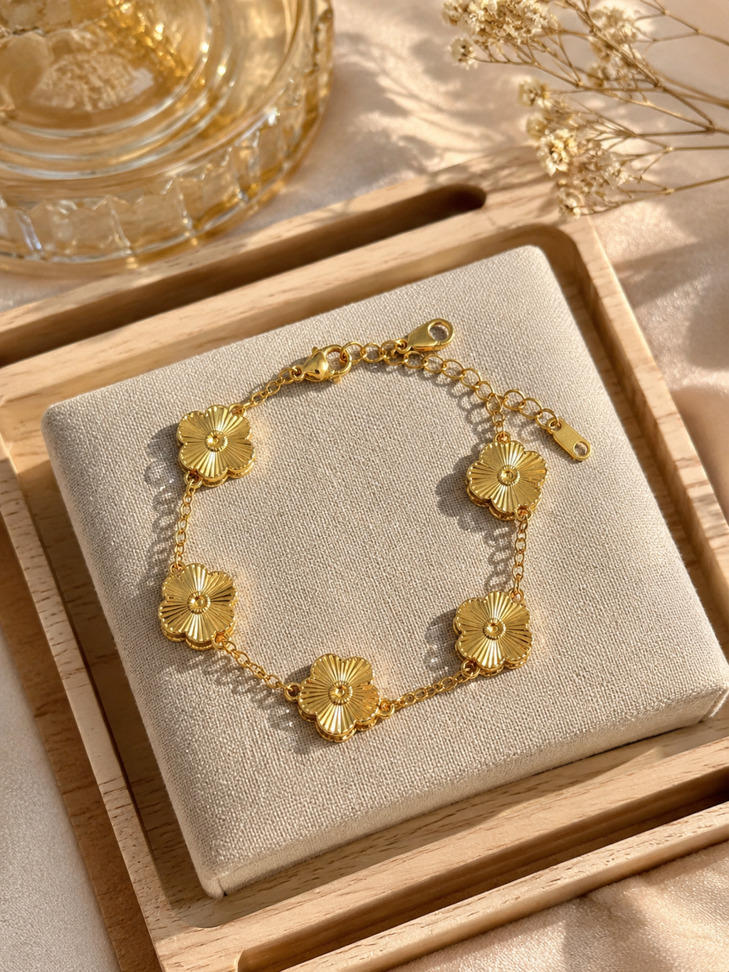 Golden Clover Charm Bracelet