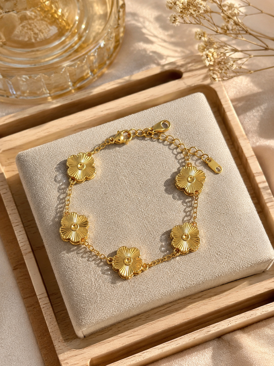 Golden Clover Charm Bracelet