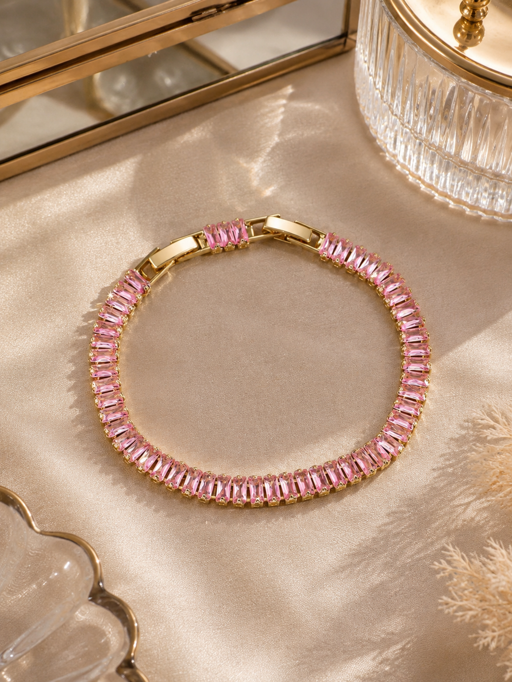 Pink Blush Baguette Bracelet