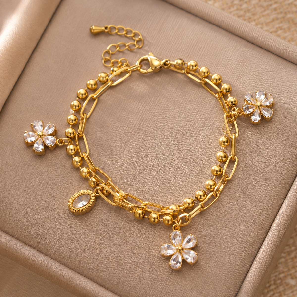 Golden Blossom Charm Bracelet