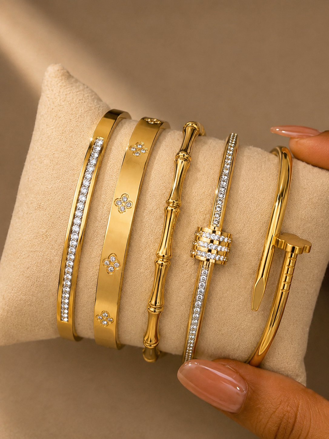 Golden Elegance 5-Piece Bracelet Set