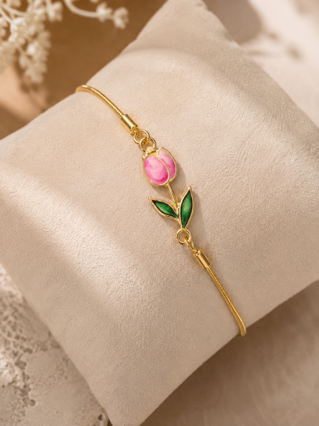 🌷 Pink Tulip Bracelet