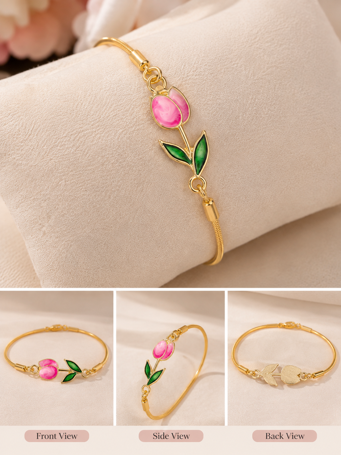 🌷 Pink Tulip Bracelet