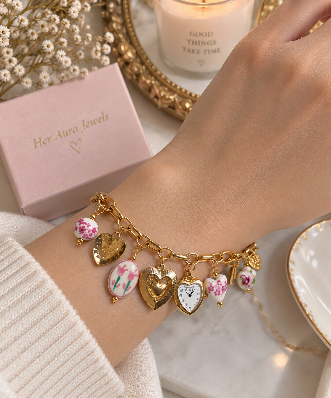 Vintage Romance Charm Bracelet